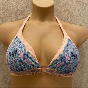 Victoria's Secret Peach and Blue Paisley.     O-ring Bikini Top